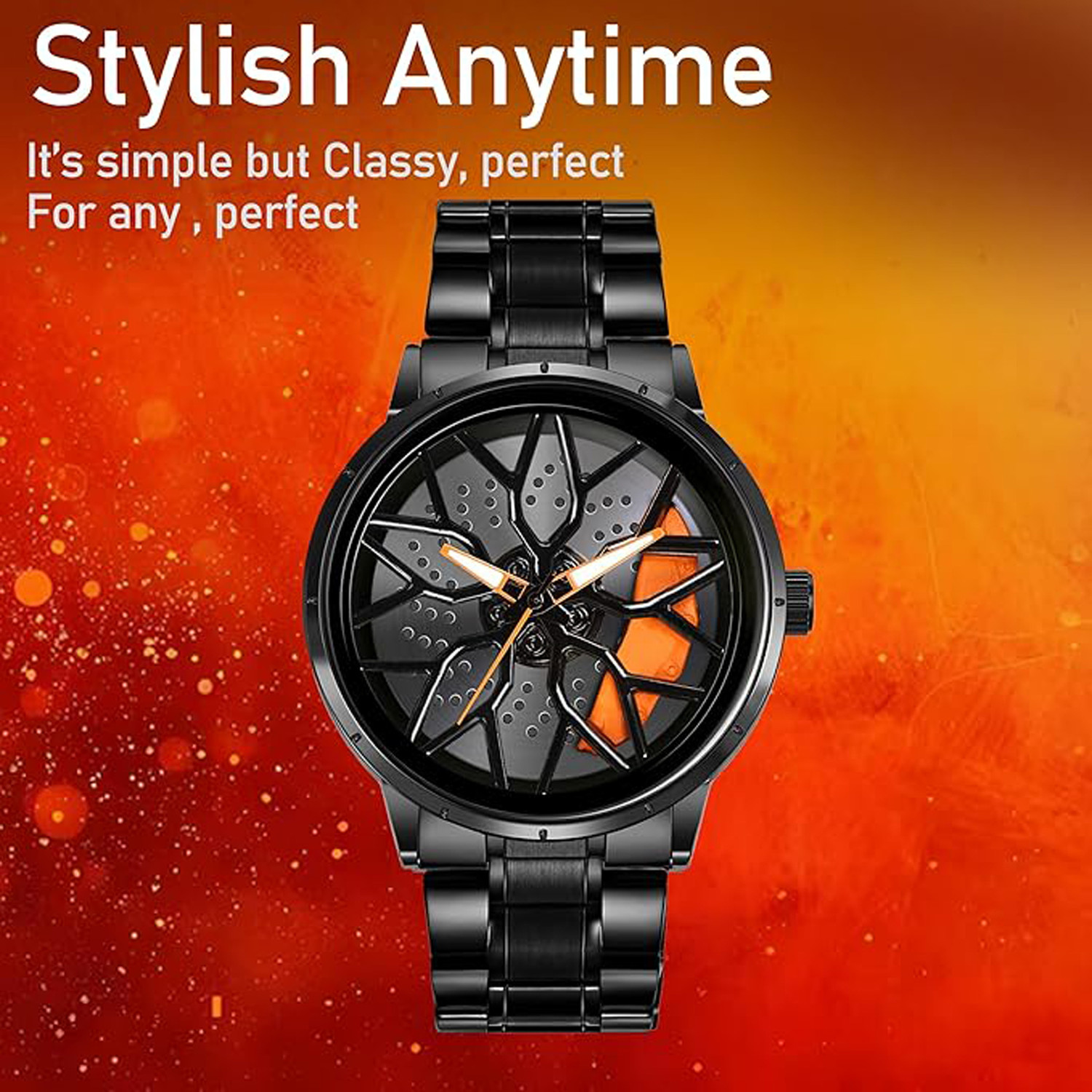 Image of Glowme Glowme Tencel Car Wheel Analog Watch - For Men