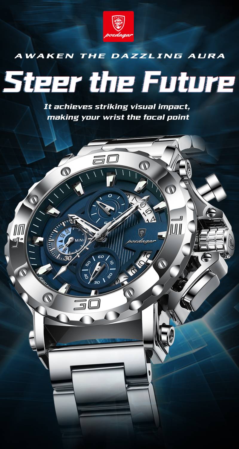POEDAGAR PD892G-A Silver Analog Watch - Men - Image 3
