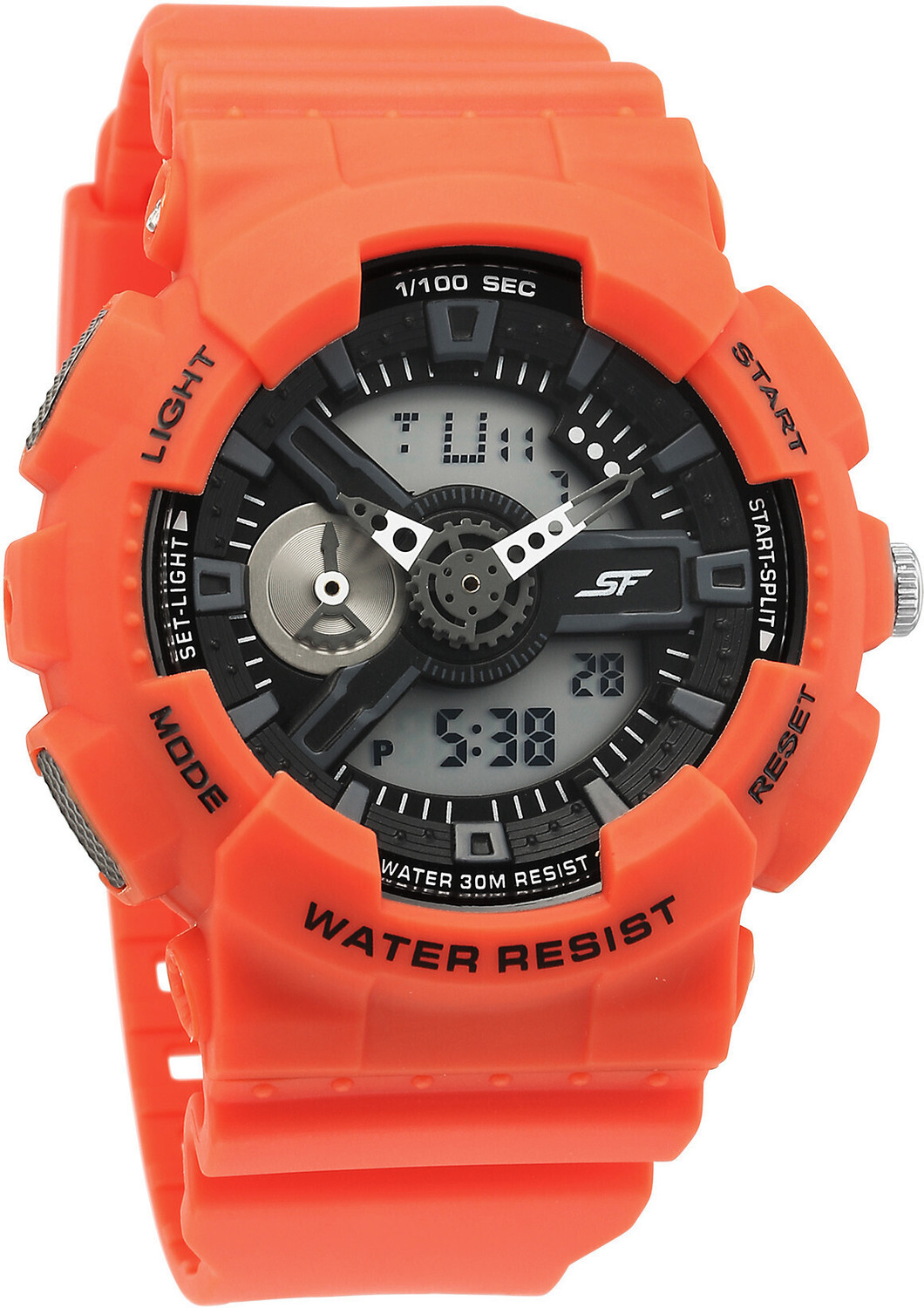 Image of SONATA SF Dreamer Series SF Dreamer Series Digital Black Dial Orange PlasticStrap Analog Watch - For Men