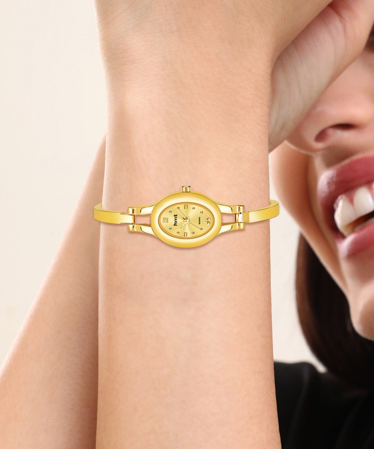 Image of hrnt Original Golden Water Resistant & Branded Company Watch & Golden Plated Hands Analog Watch - For Women