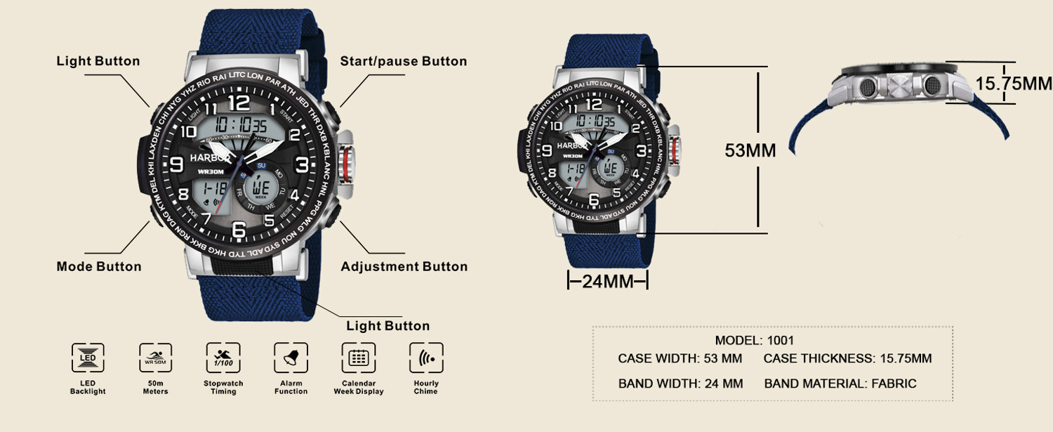 Image of Harbor Sports Soft Silicon Strap Casual, Travel, Party Wear Wrist Watch For Men Analog-Digital Watch - For Men