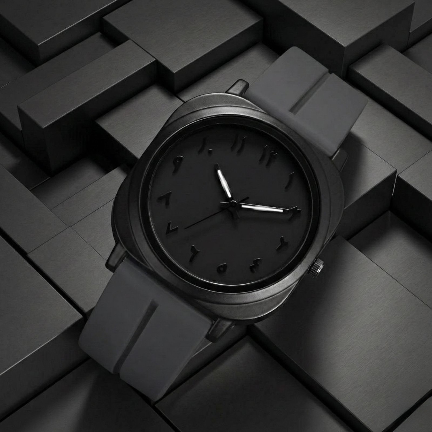 Image of Shivark SL-59 Silicone Strap And Arabian Black Dial Analog Watch - For Men