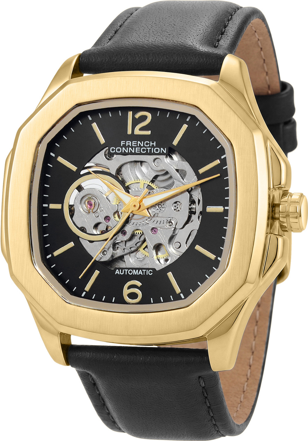 Image of French Connection FCA39BL Black Sunray Round Dial Automatic Analog Watch - For Men