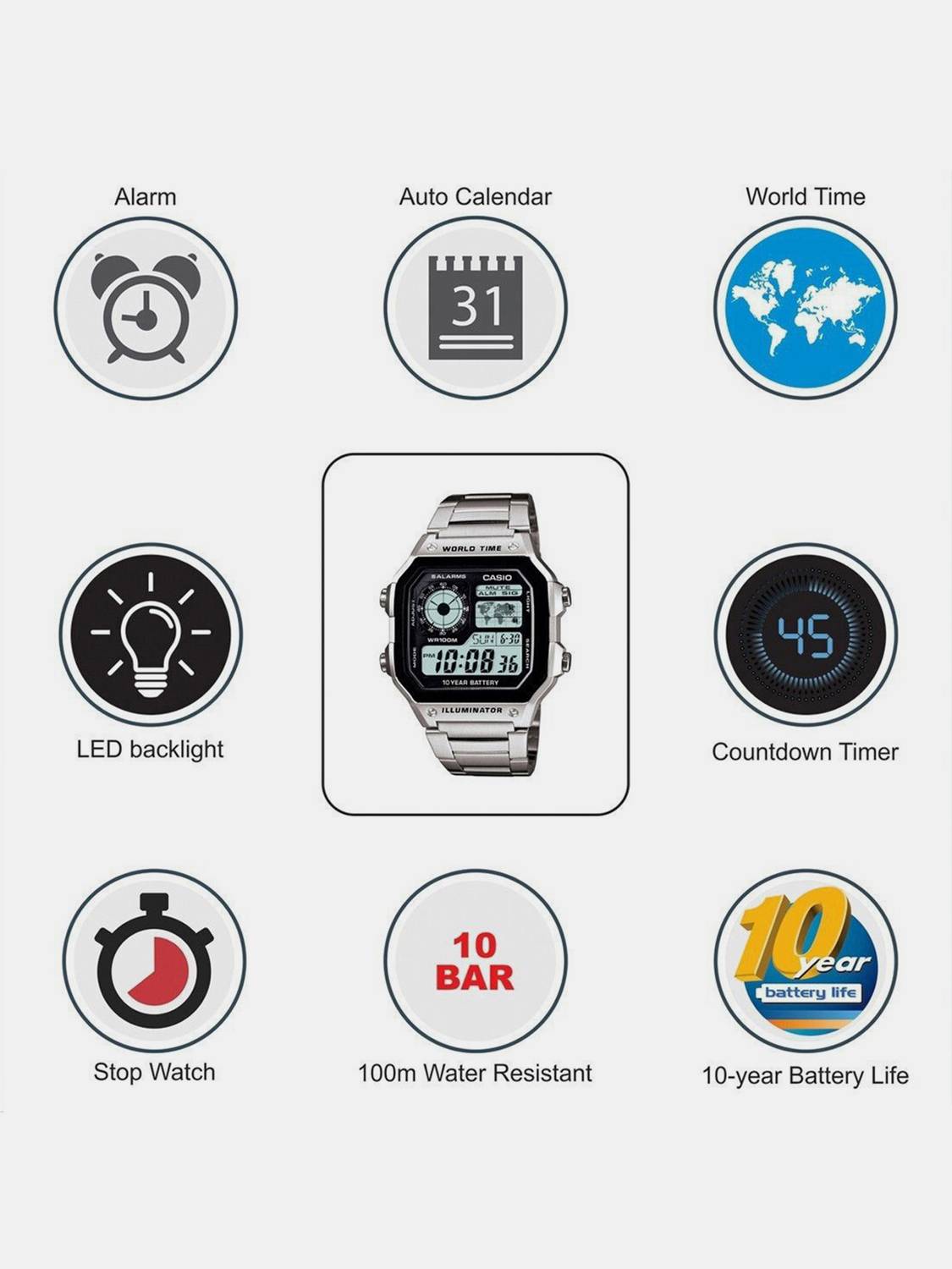 CASIO AE-1200WHD-1AVDF Youth Digital Watch - Men - Image 4
