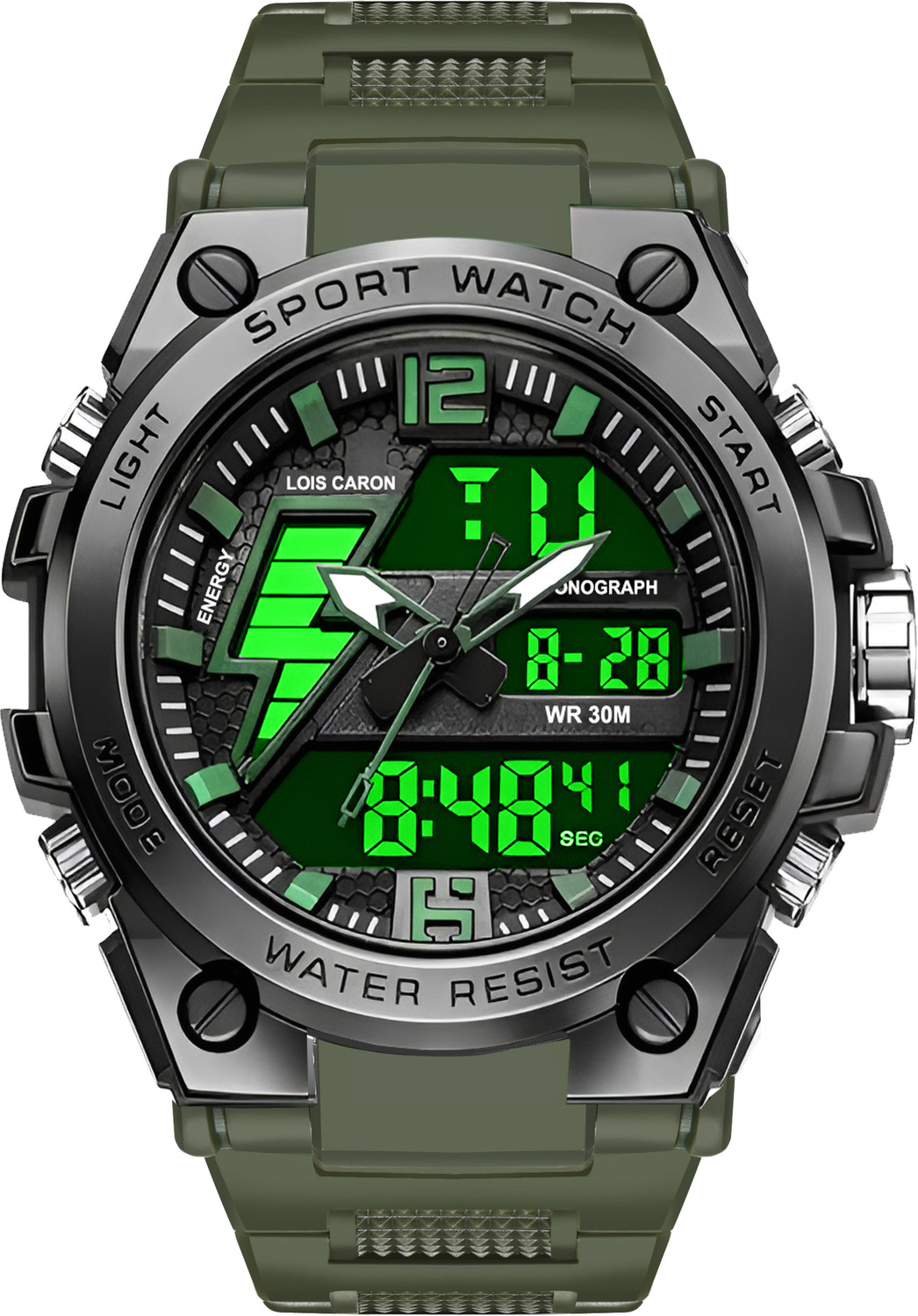Image of LOIS CARON Analog Digital Watch for Men | Multifunction Stopwatch Dual Display Wrist Watch Analog-Digital Watch - For Men