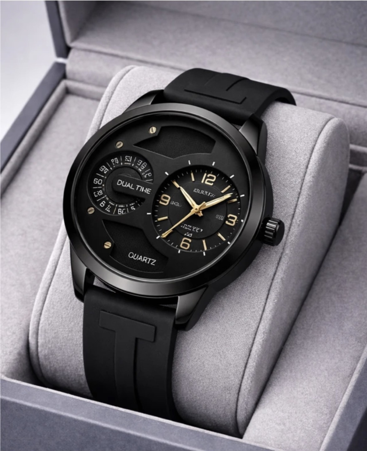 Image of WRISTON 161 Prime Collection Dual Dial Quartz Black Silicone Strap Analog-Digital Watch - For Men