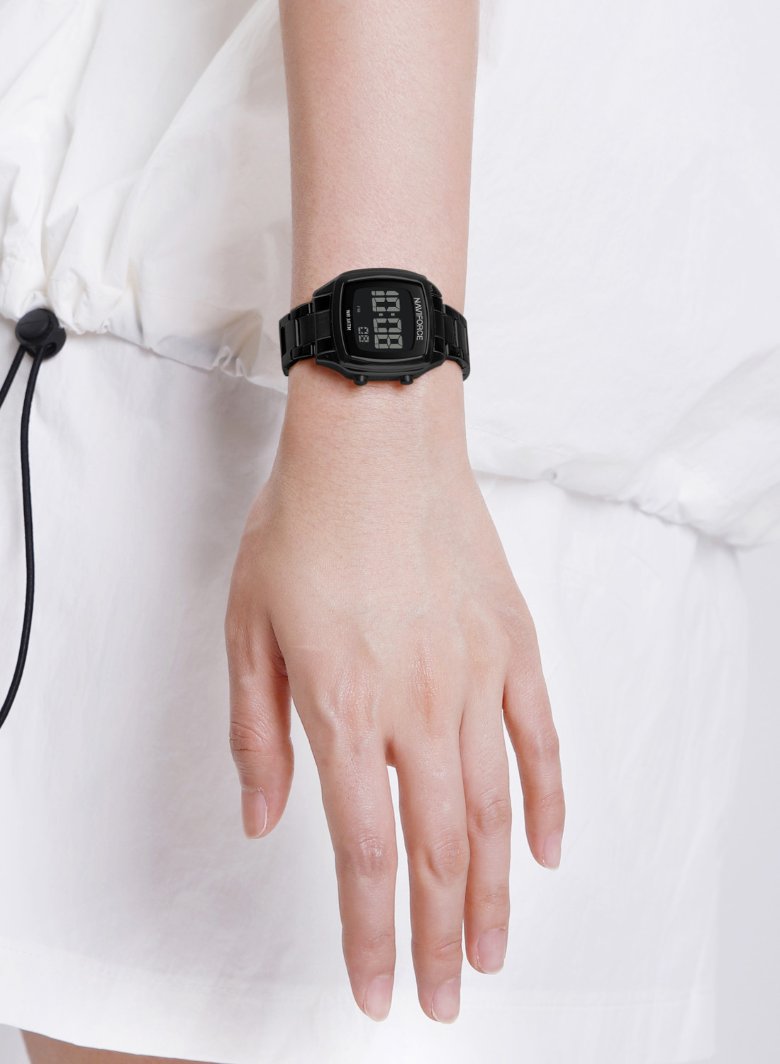 Image of NAVIFORCE NF5047 All Black Versatile Trendy Square Digital Watch - For Women