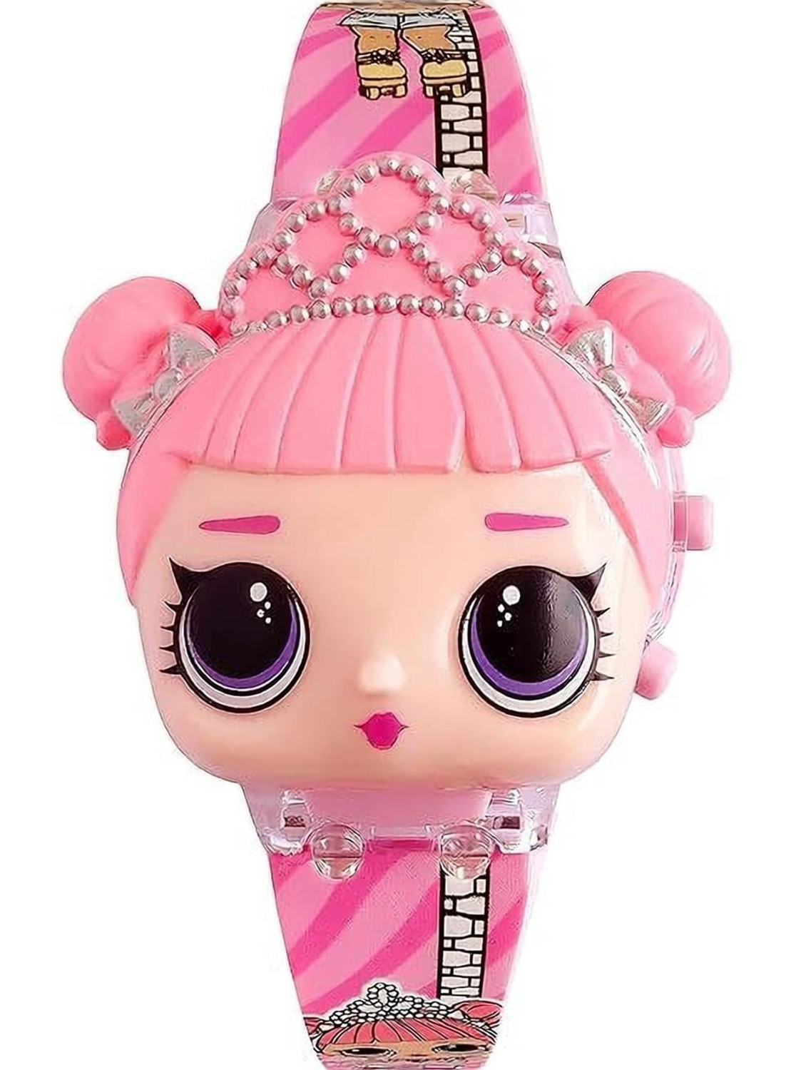 Image of Elhify Gift For Kids Cute Cat Glowing Light and Disco Music Digital Watch for Kids Digital Watch - For Girls 3D Action Figure Lol Music Face Based Toy Design Digital Glowing & Music Watch