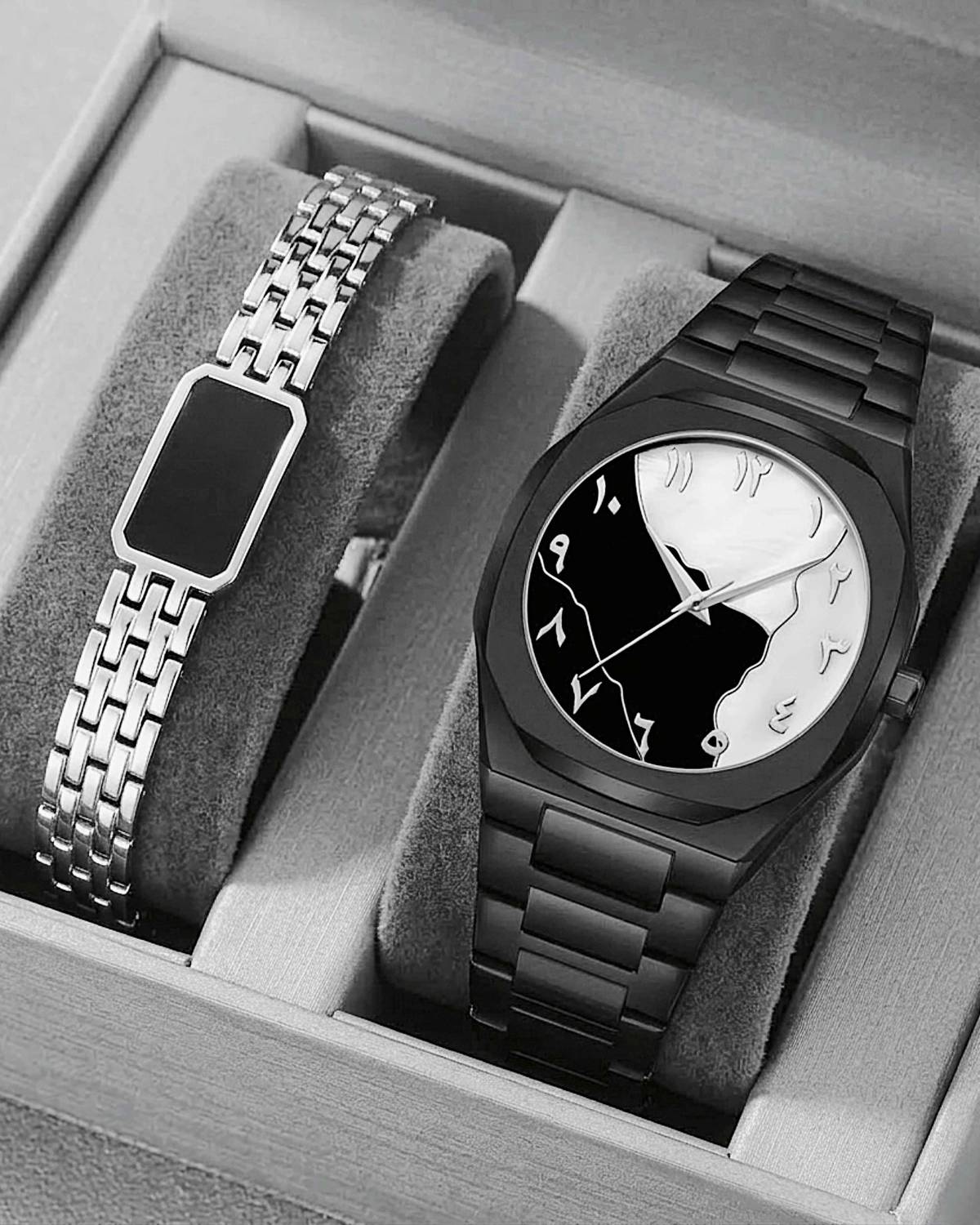 SUBERA Men's Matte Black Metal Strap Watch - Image 1