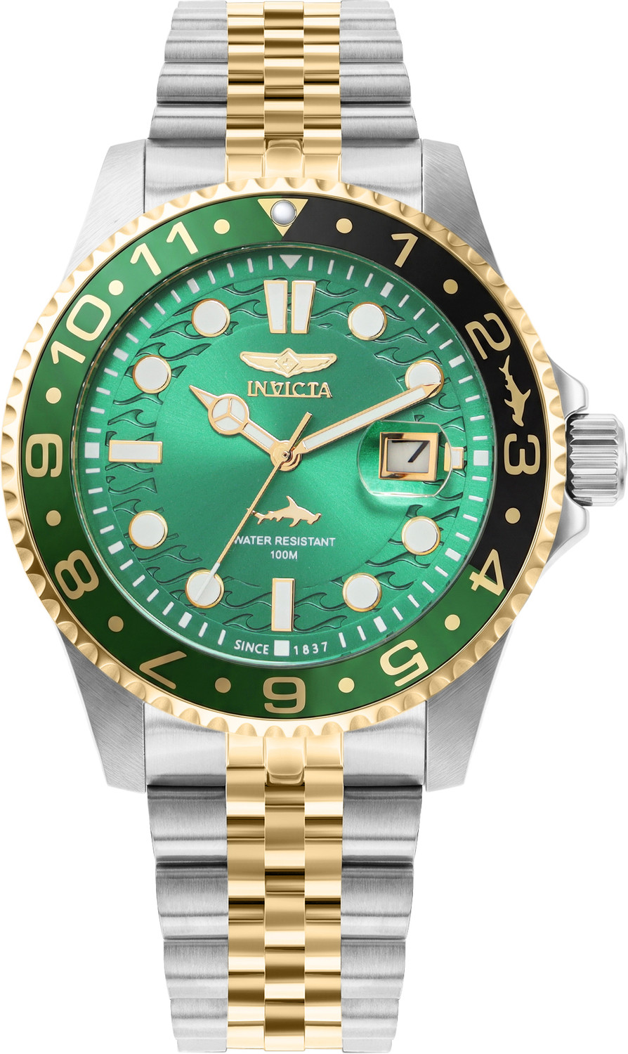 Image of INVICTA Slim Square Series | Working Date | Smart Watch Strap Invicta Pro Driver Quartz Green Dial Analog Watch - For Men