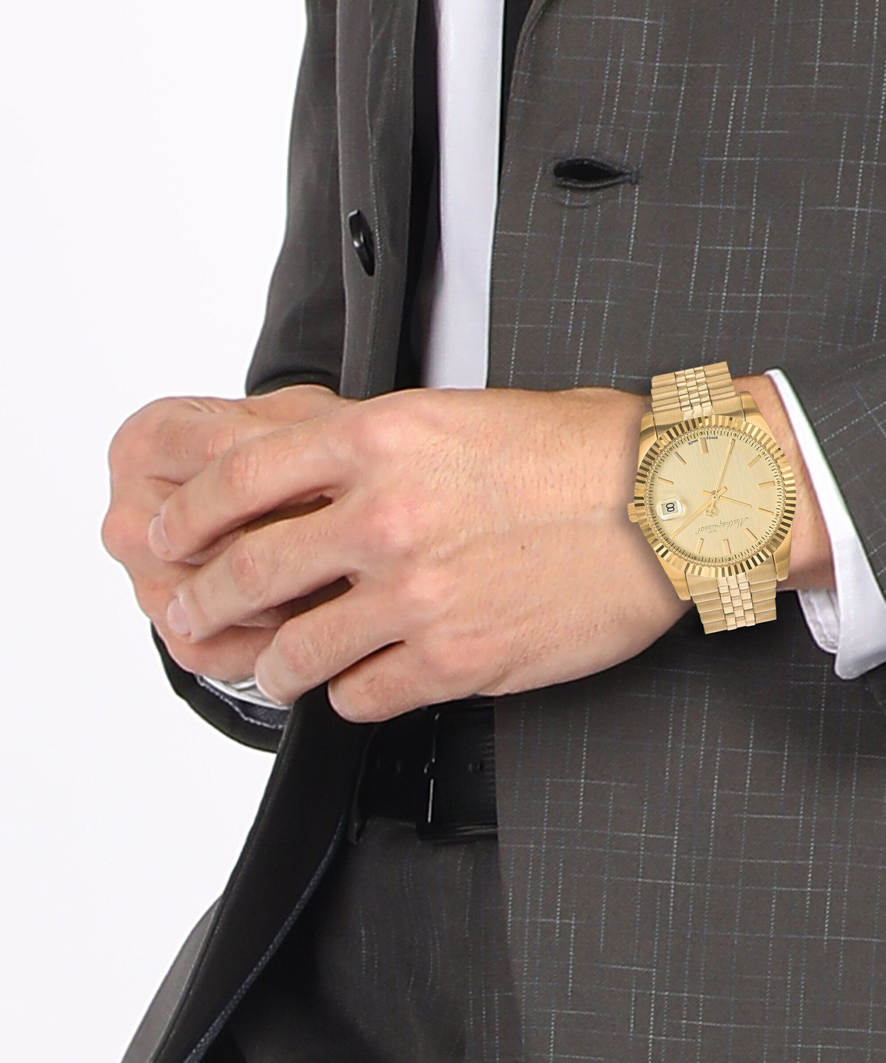 Image of Mathey-Tissot H810PDI Swiss Made Mathy III Quartz Ronda 515 H3 Movement Gold Dial Analog Watch - For Men