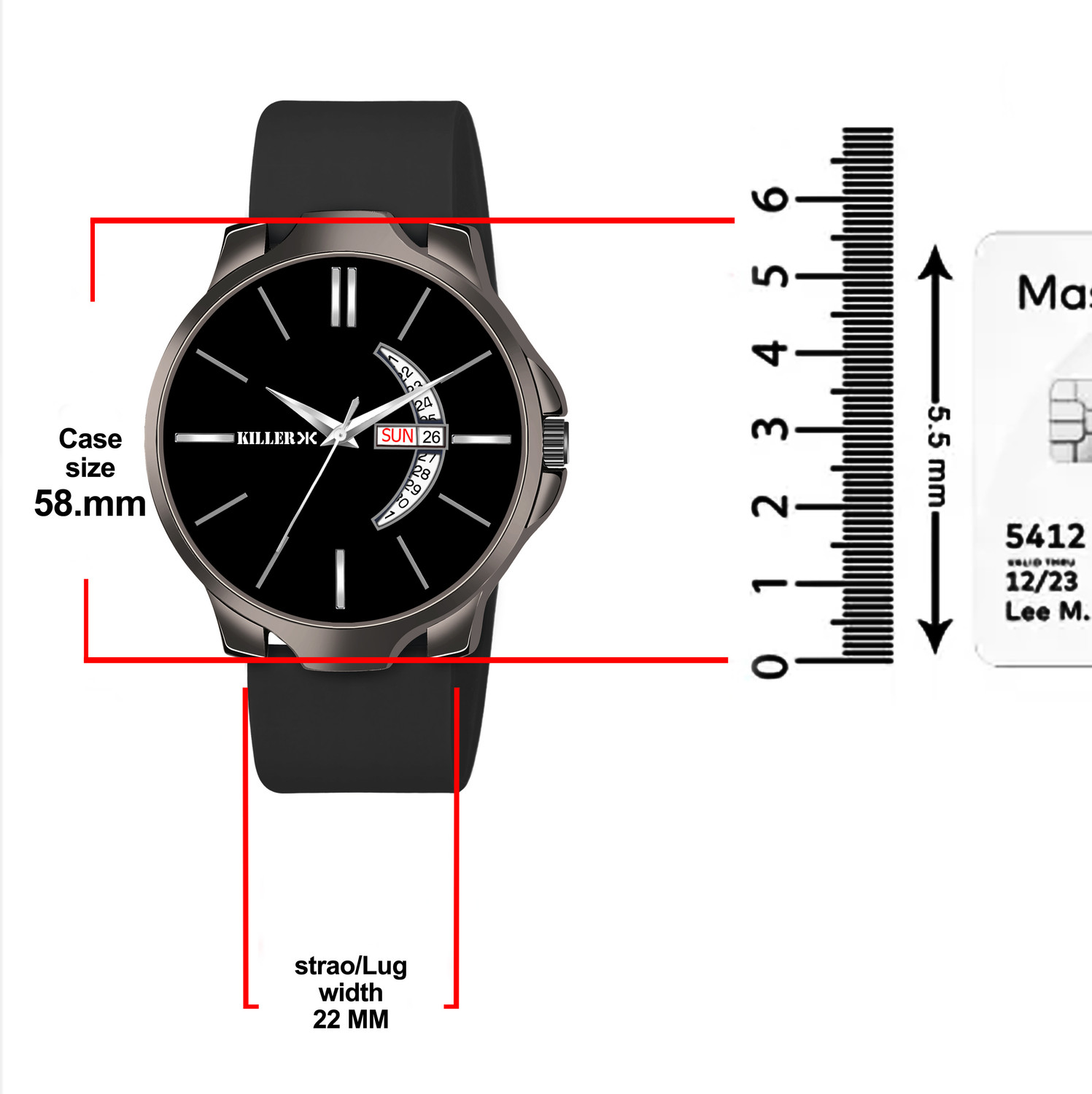 Image of KILLER Gun Metal Series | Smart Watch Strap | 3D Glass |Smart Clip | Working Day & Date Gun Metal Series | Smart Watch Strap | 3D Glass |Smart Clip | Working Day & Date Analog Watch - For Men