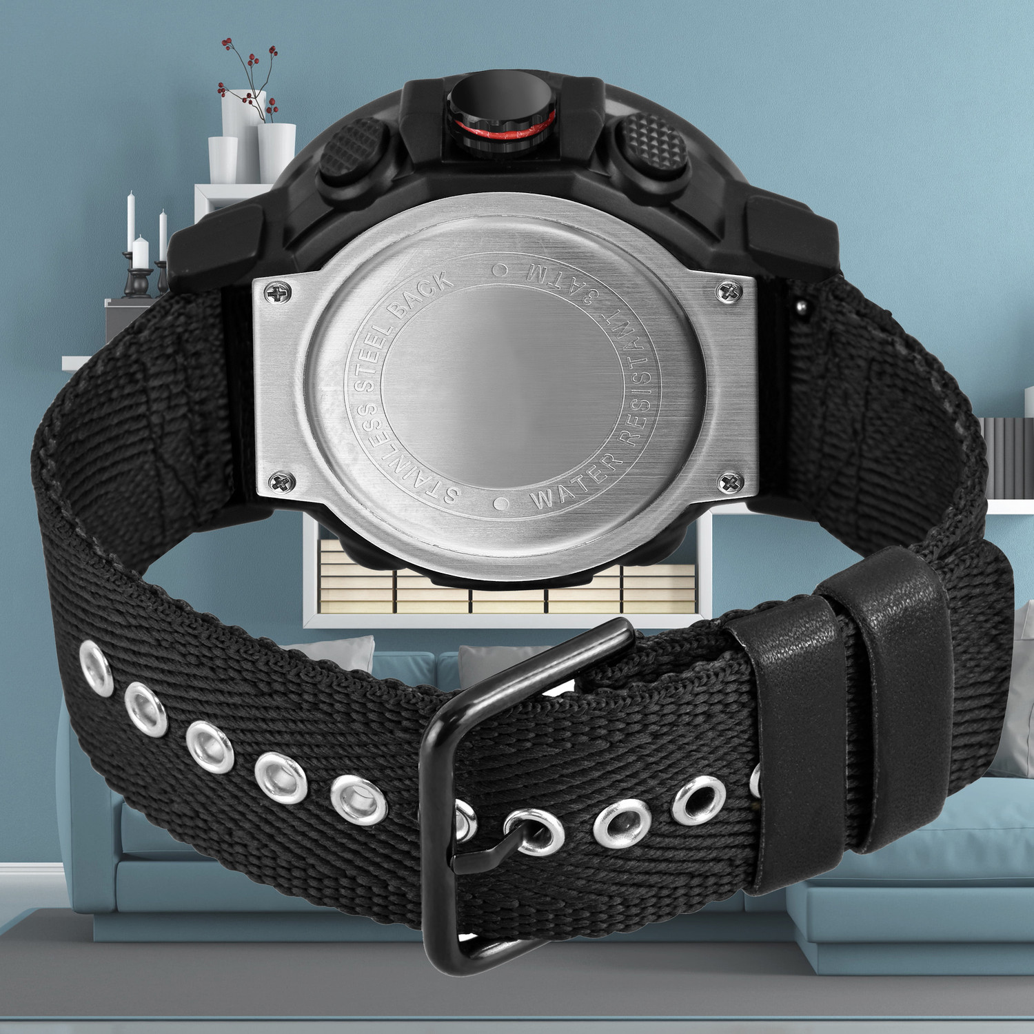 Image of Harbor 1001 Black Multi-Function Men's Sports Watch Alarm, Hourly Chime, Water Resistance Analog-Digital Watch - For Men