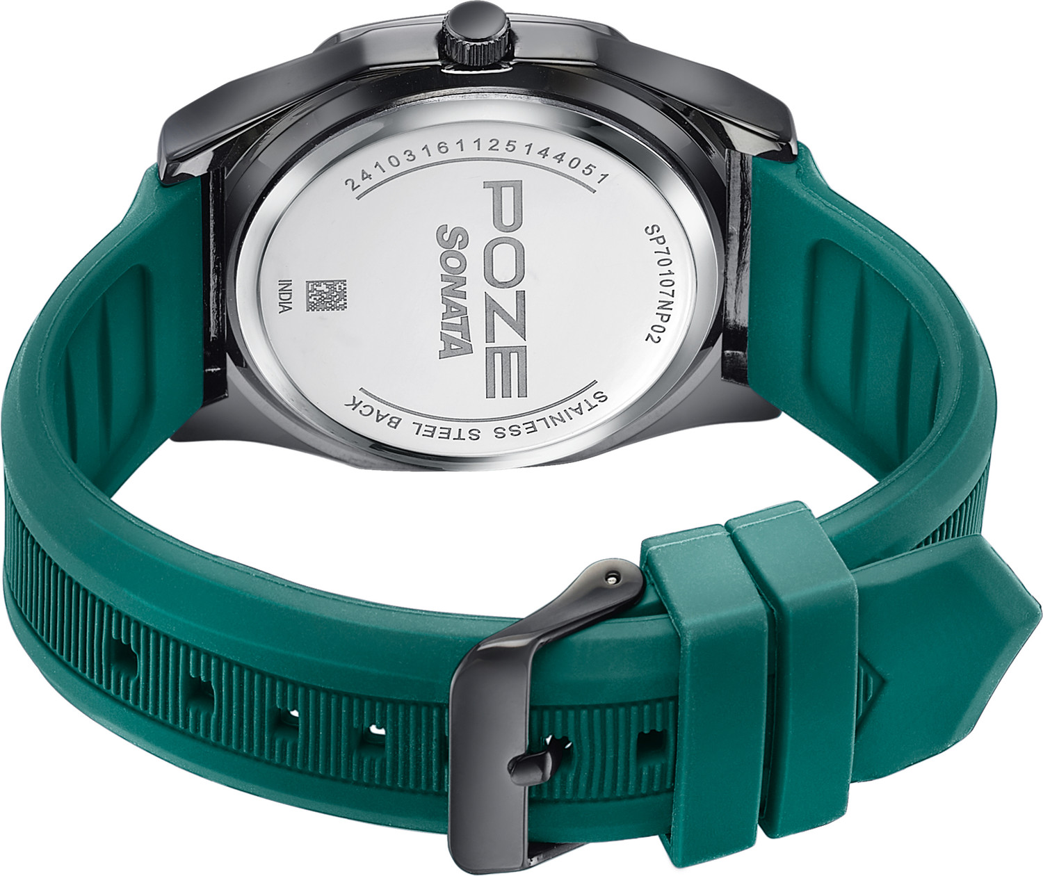 Image of SONATA Poze 8 Sonata Poze 8 Quartz Green Dial Green Silicon Strap Analog Watch - For Men