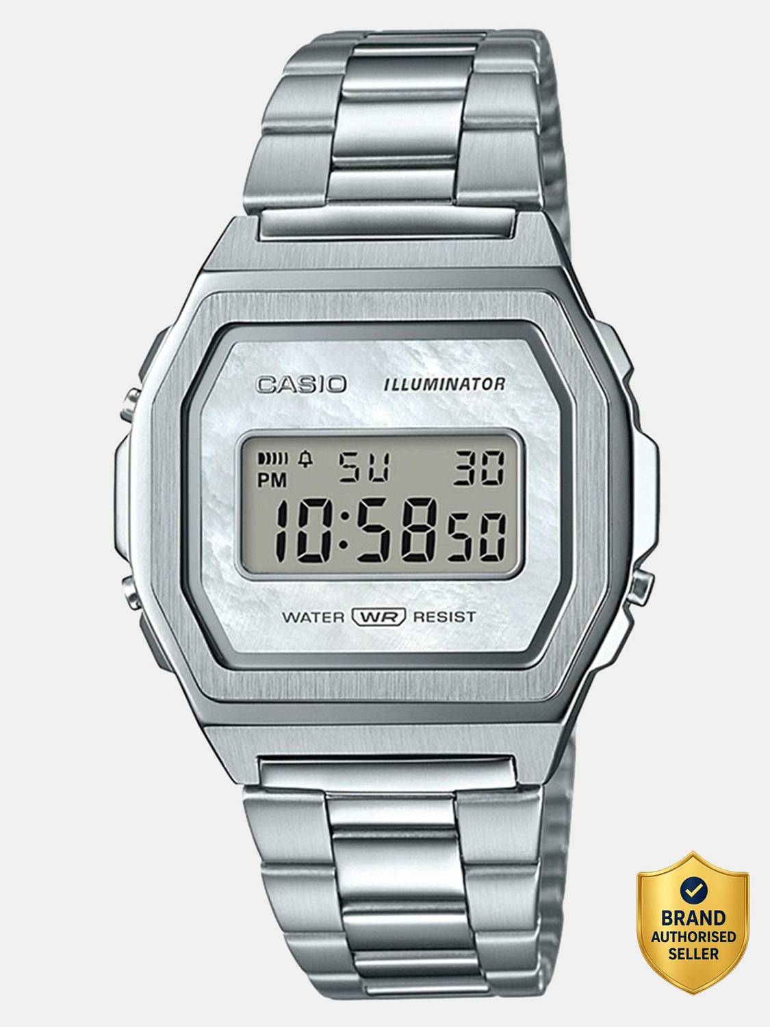 CASIO A1000D-7EF Vintage White Dial Silver Stainless Steel Band