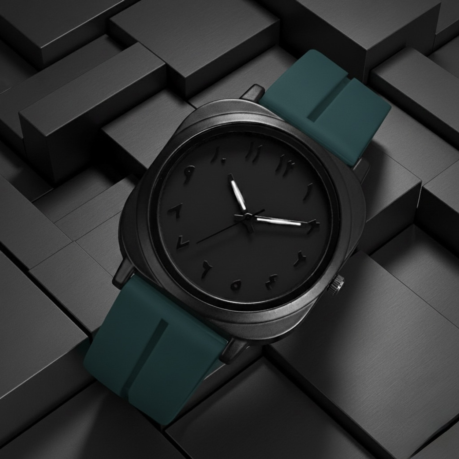 Image of Shivark SL-57 Silicone Strap And Arabian Black Dial Analog Watch - For Men