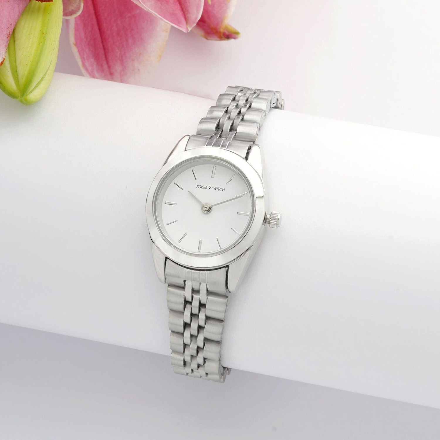 Image of Joker & Witch London White Dial Silver Metallic Link Strap Analog Women's Watch Analog Watch - For Women