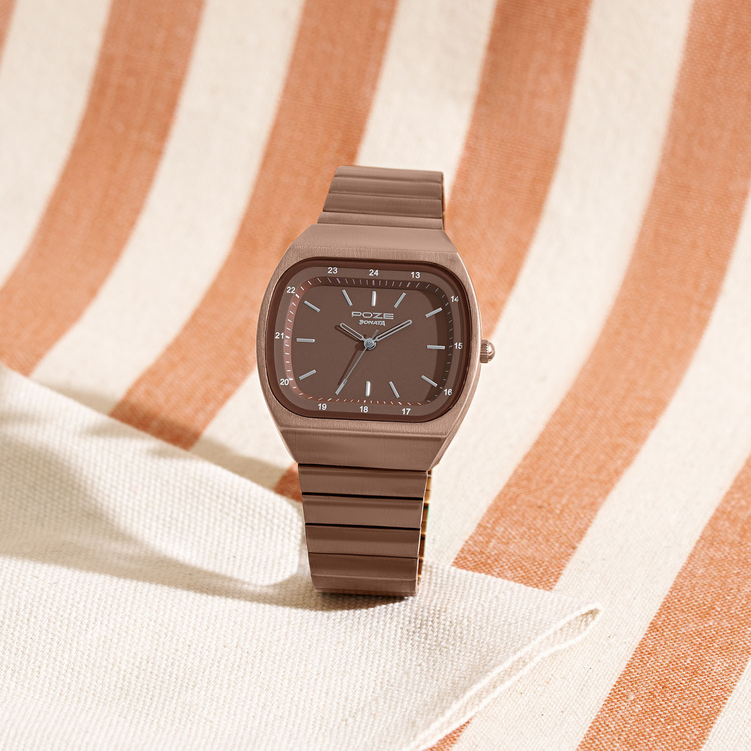 Image of SONATA Poze Drop 9.2 Poze 9 Quartz Brown Dial IP Brown SS sheet metal Strap Analog Watch - For Men & Women