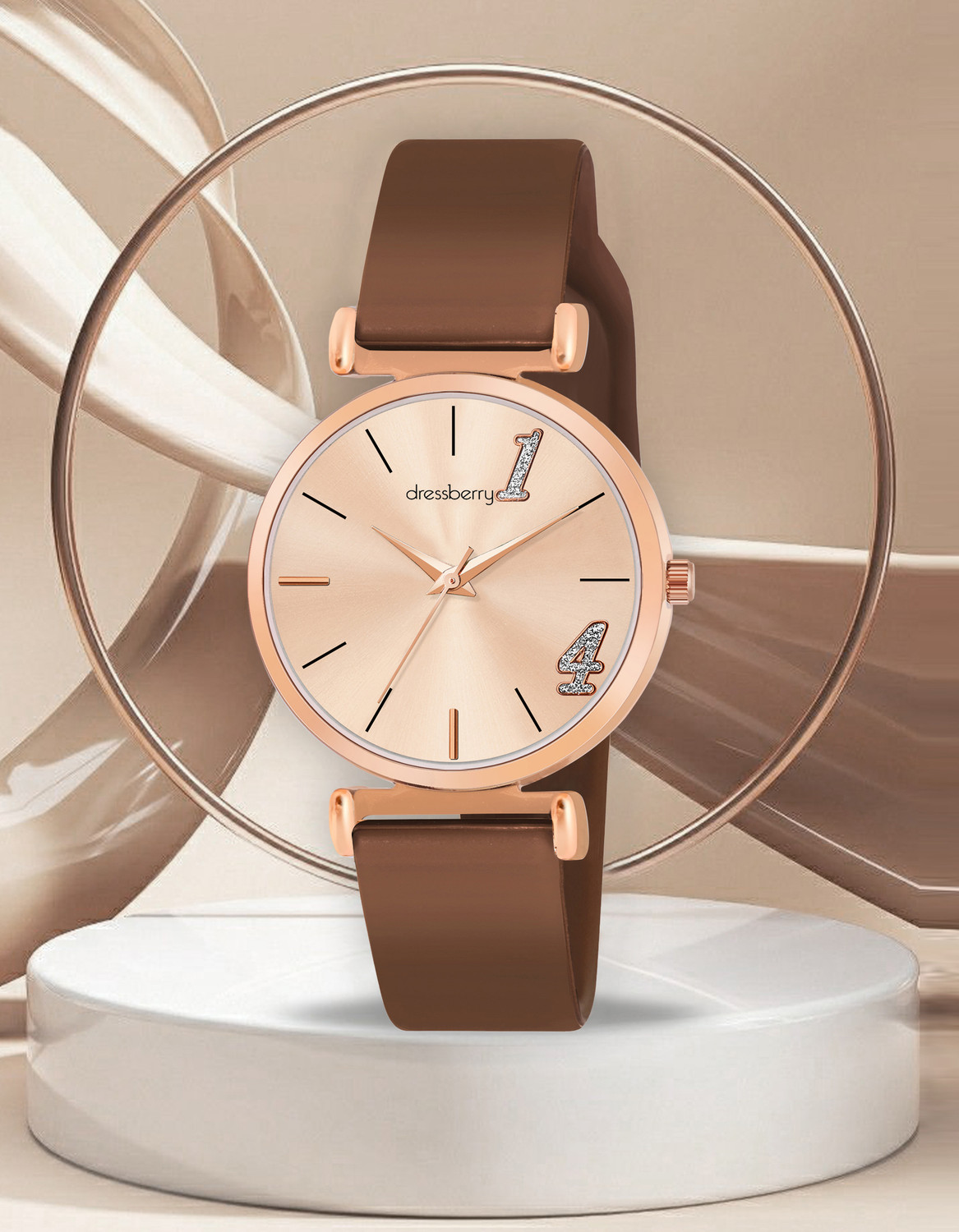 Image of Dressberry Timeless Rose Gold Dial with Polished Finish Analog Watch - For Women