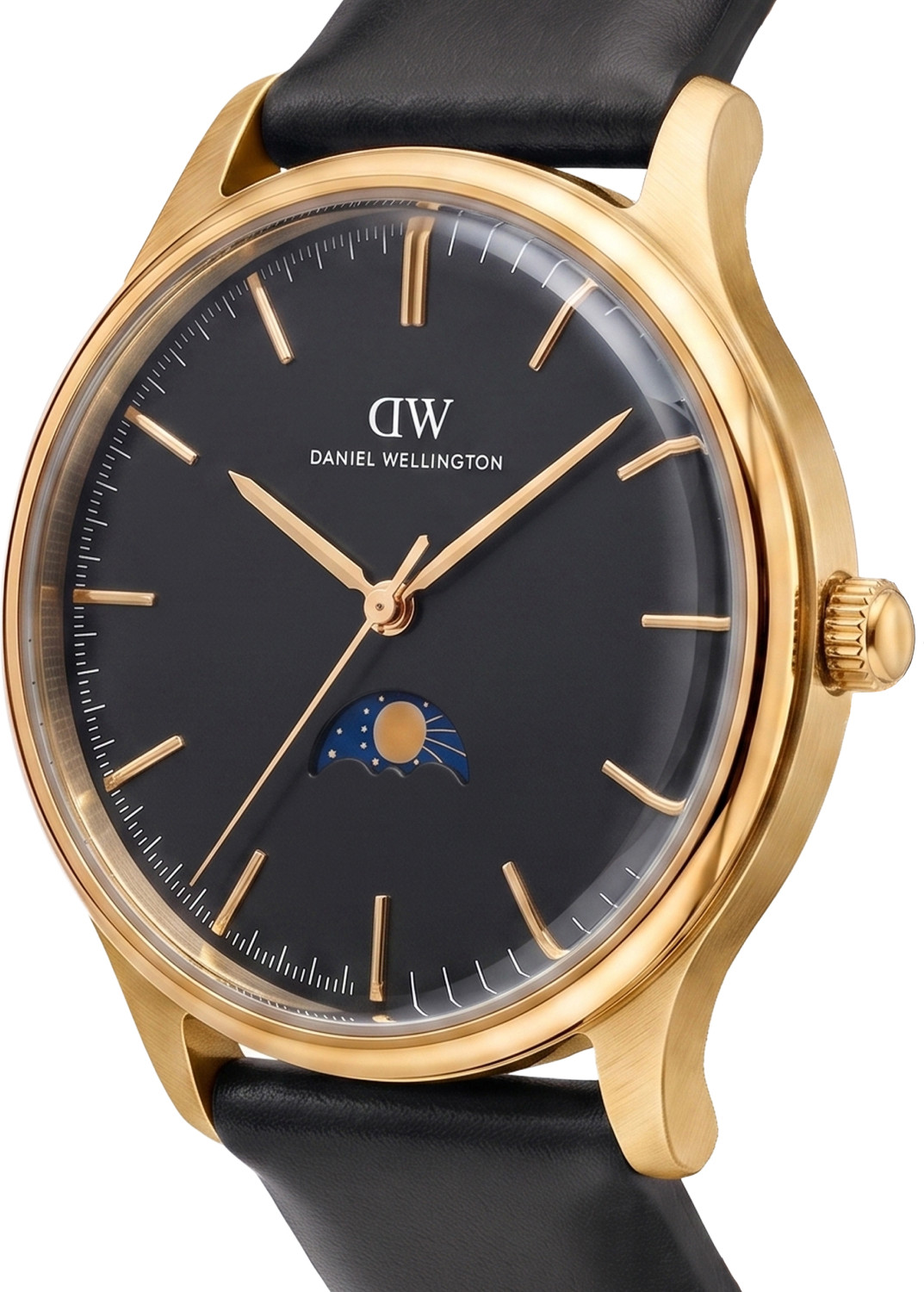 Image of DANIEL WELLINGTON P3H & Moon-Phase, Black Dial Analog Watch - For Men