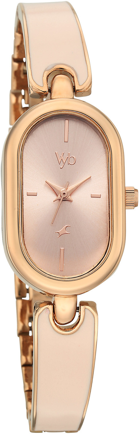 Image of Fastrack Vyb Diva Fastrack Vyb Diva Quartz Pink Dial Gold Strap Analog Watch - For Women