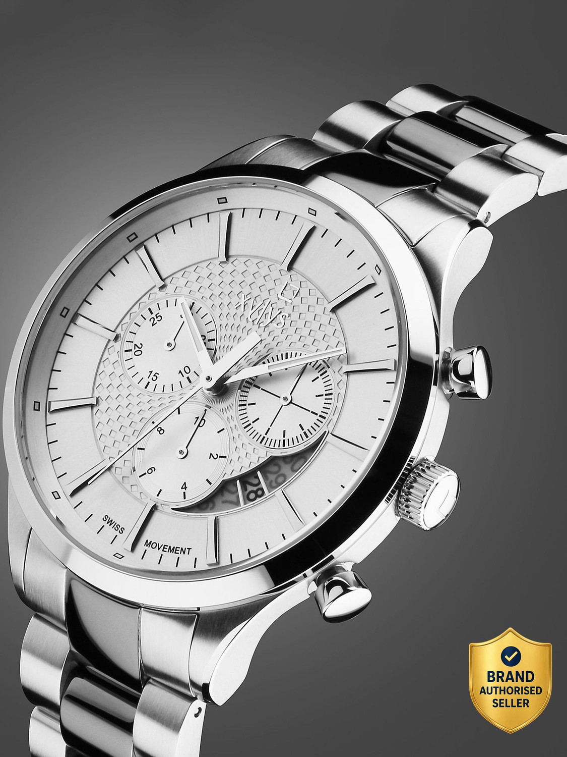 Image of XYLYS Xylys SwiSS Chronograph Silver Dial Silver & Black SS Strap Analog Watch - For Men