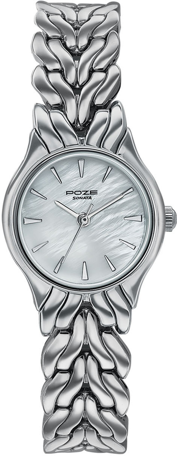 Image of SONATA Poze Drop 9.2 Poze 9 Quartz White Dial IPS Solid Link Strap Analog Watch - For Women