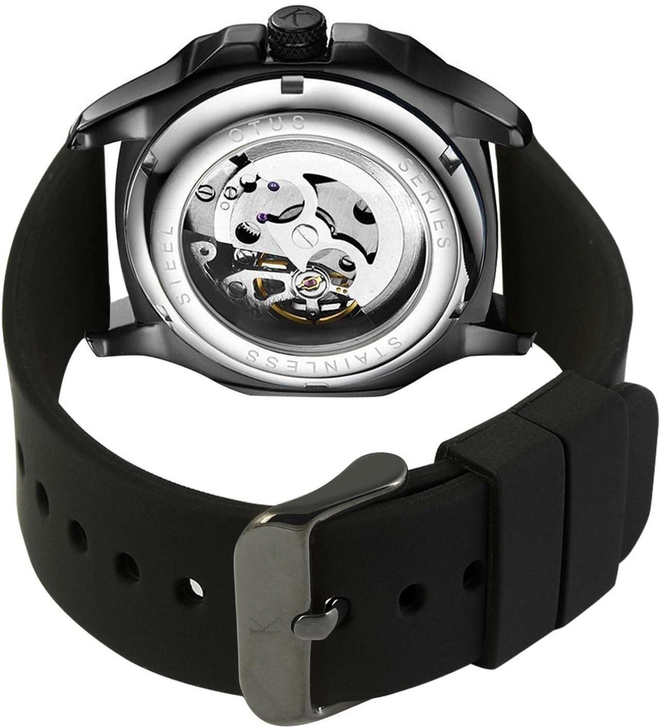 Image of KREDO Men OTUS Blacked Out Mechanical Automatic Skeleton Self-Winding Watch-KW065 Analog Watch - For Men