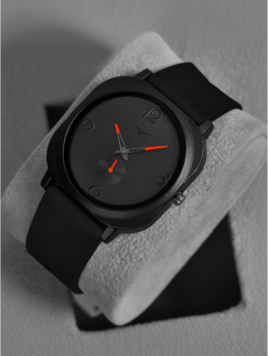 Image of NESTER Men & Boys Premium Black Trendy & Modern Minimal Look |Lightweight Watch Orange Black Dial Watch with Orange Hands Analog Watch - For Men