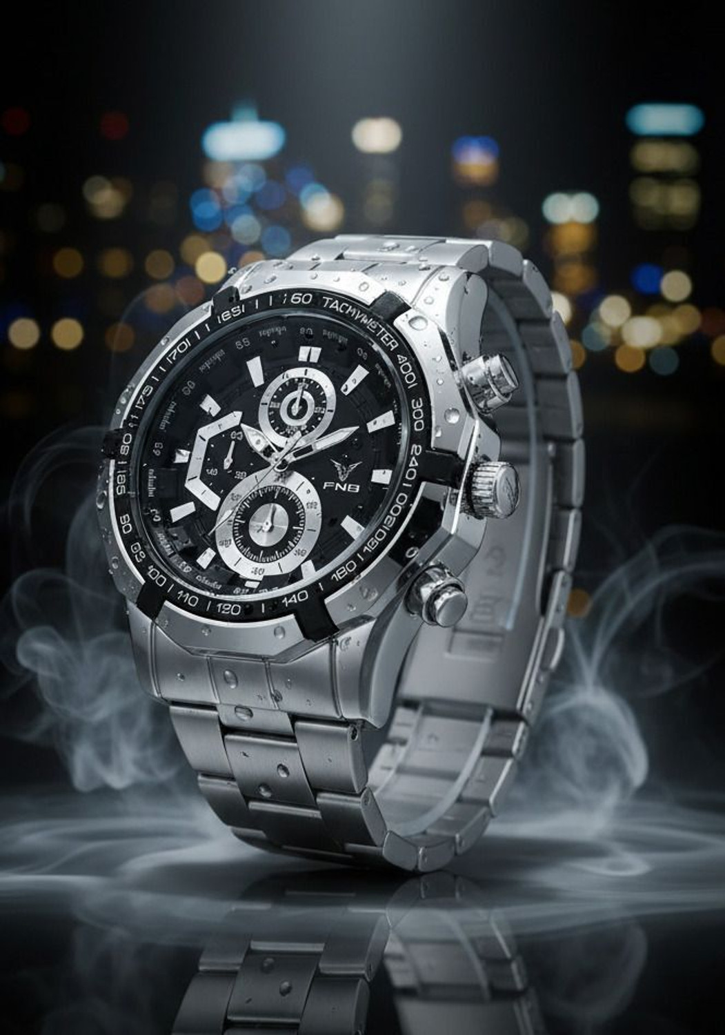 Image of FNBSTORE EDY-SlvBlack-1801 EDY-SlvBlack-1801 Analog Watch - For Men