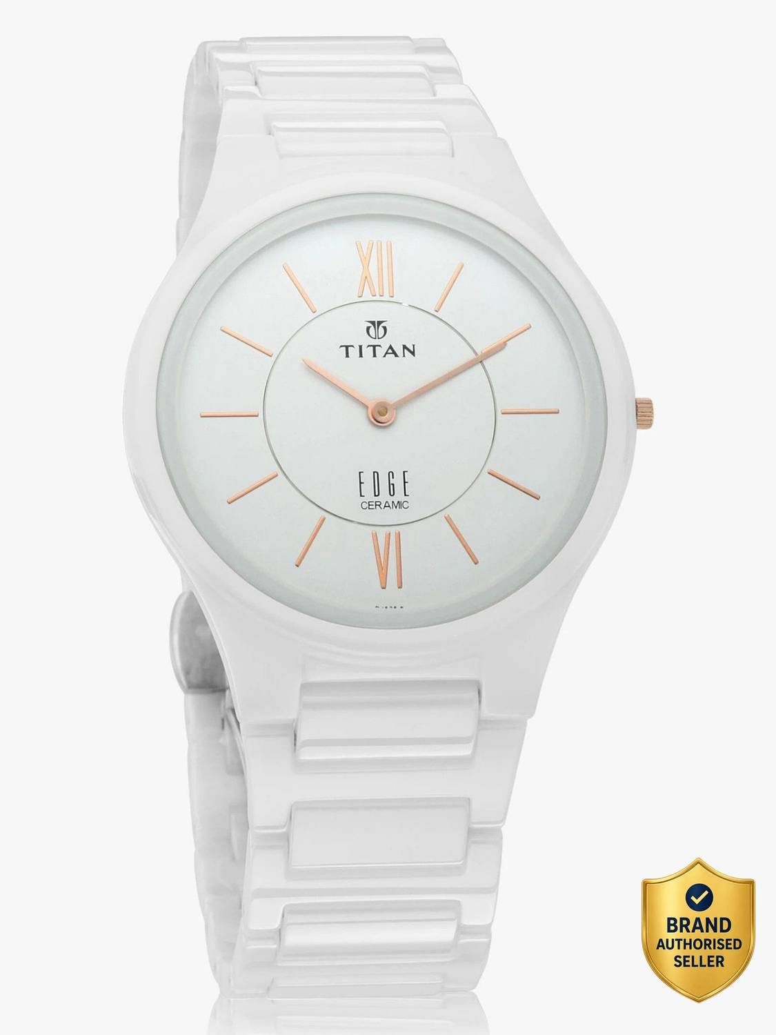 Titan Edge Ceramic White Dial Ceramic Strap Watch for Men