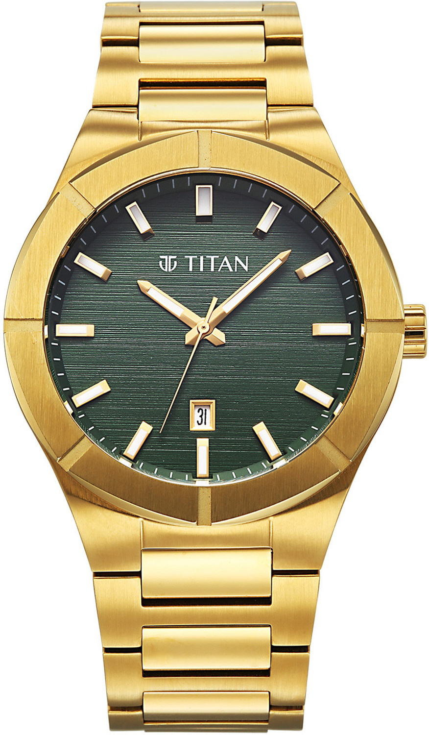 Image of Titan Regalia Marque Regalia Marque Analog with Green Dial Gold Strap Watch for Men Analog Watch - For Men