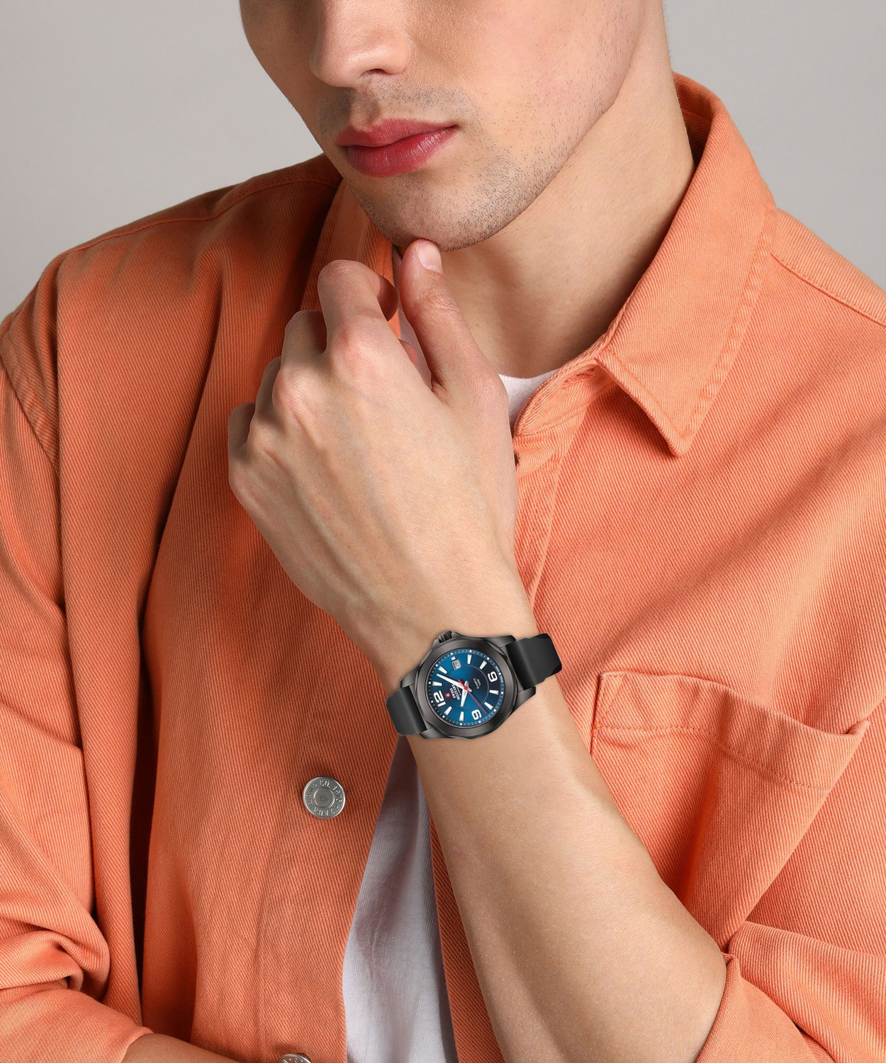 Image of Swiss Military by Chrono SM34099.04 Swiss Made Blue Dial Analog Watch - For Men