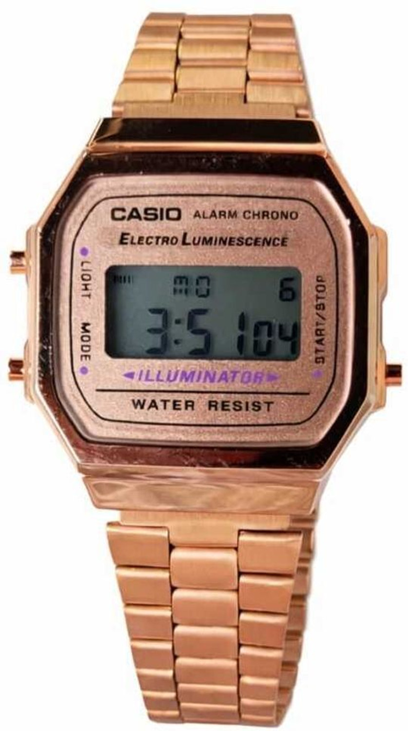 Image of brothers enterprise Rose Gold Digital Watch with Metal Strap | Alarm Chrono & LED Light Premium Digital Watch - For Women