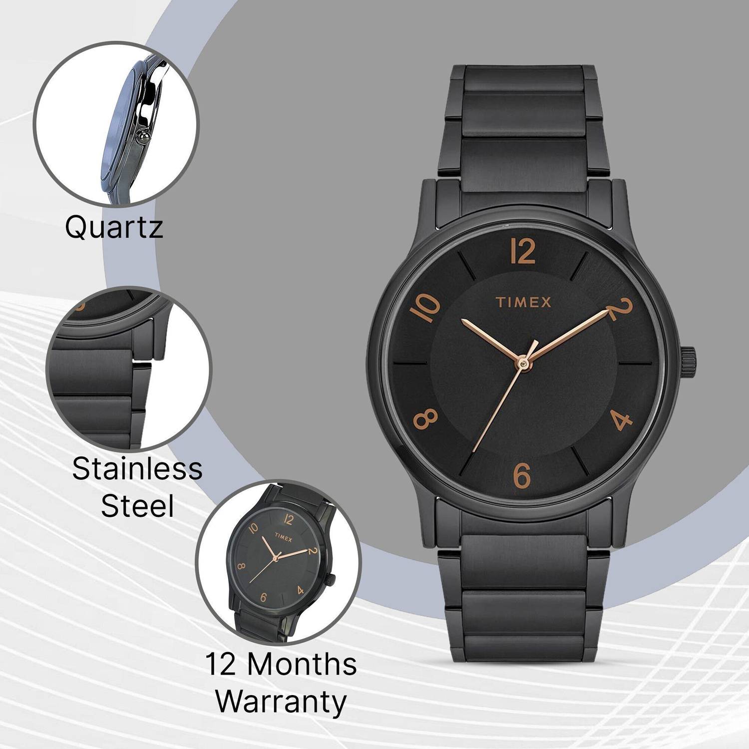 TIMEX TWNTG09SMU03 Black Dial Stainless Steel Analog Watch - Men - Image 3