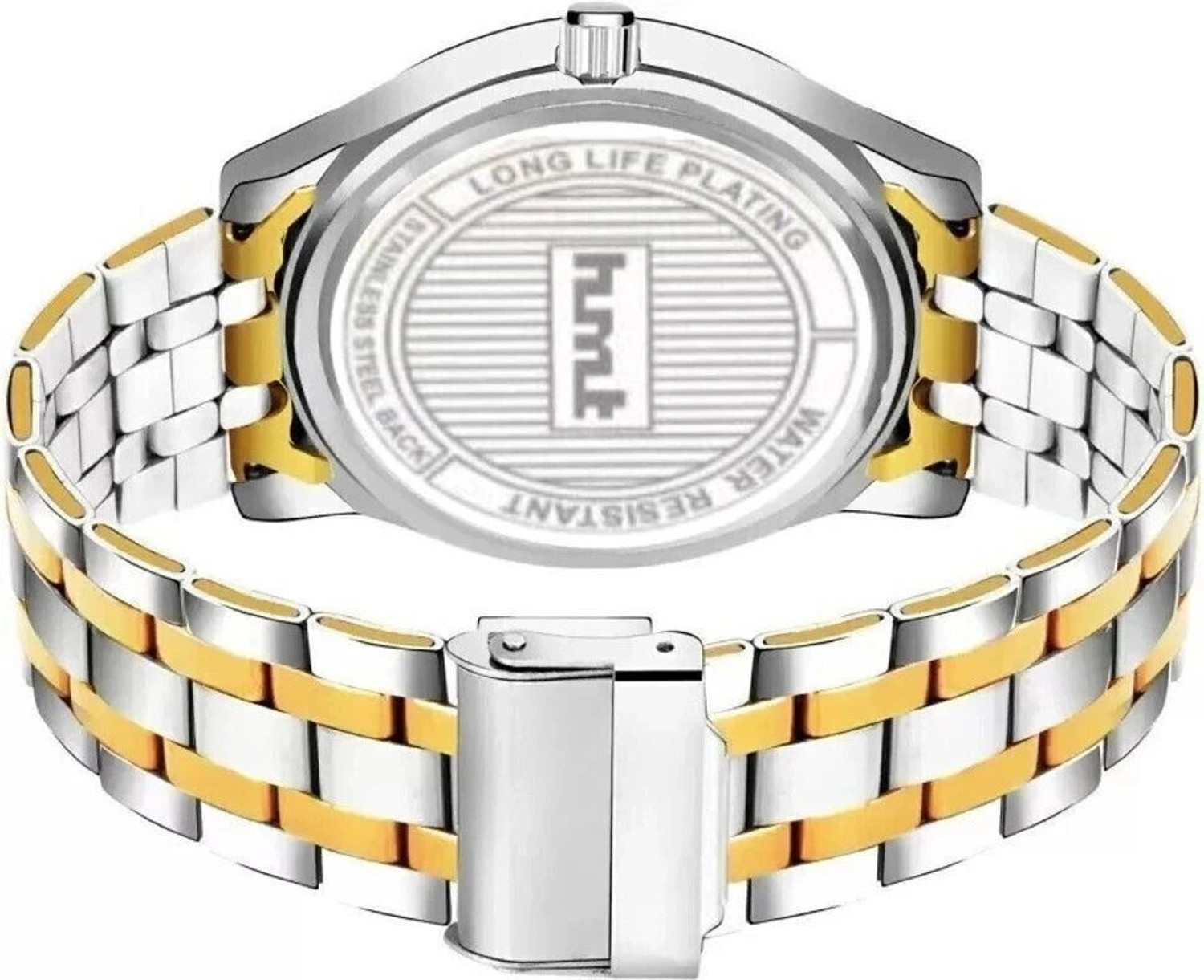 Image of HMT DLX DLX-1102 Original HMTS Golden Plated Stainless Steel Chain Men & Boys Wrist Hands Analog Watch - For Men