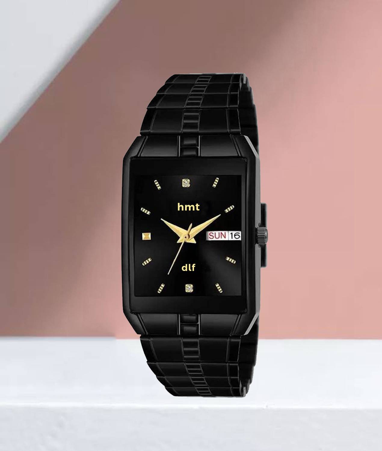 HMT DLF DLX-9151-BLACK Men's Black Quartz Watch - Image 1