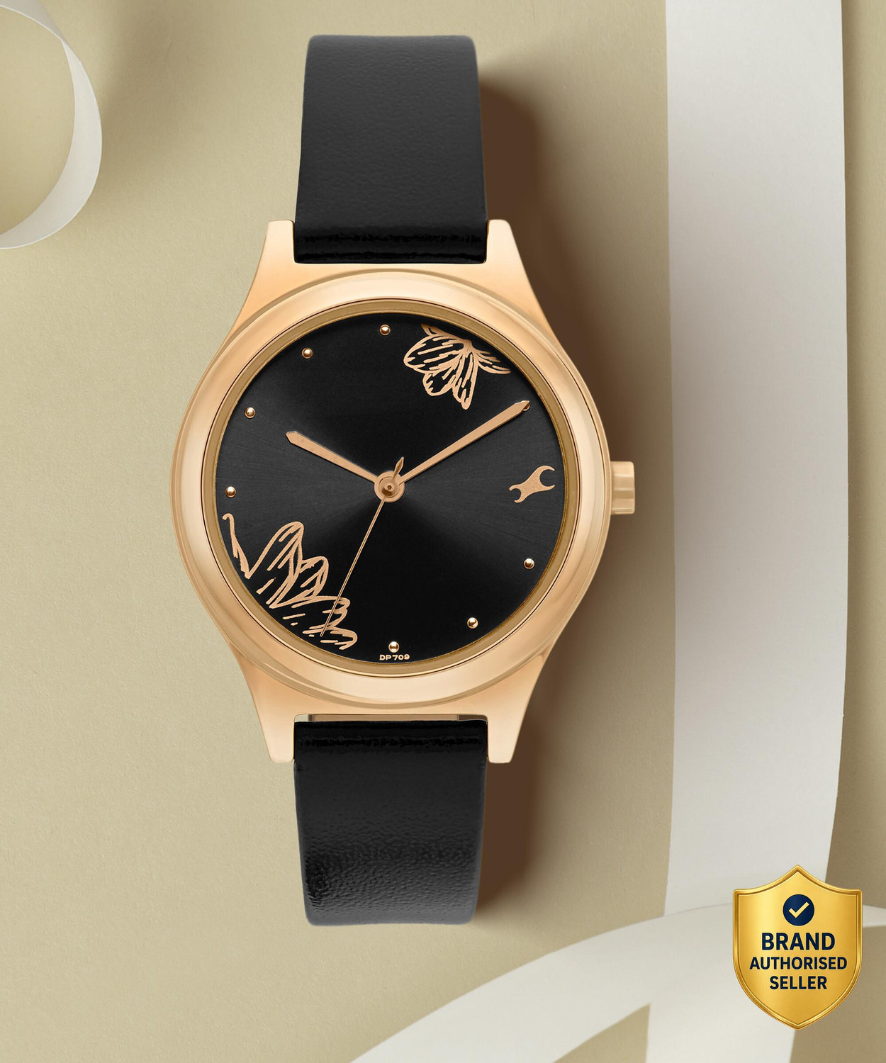 Image of Fastrack Fastrack Quartz Black Dial Black Leather Strap Analog Watch - For Women