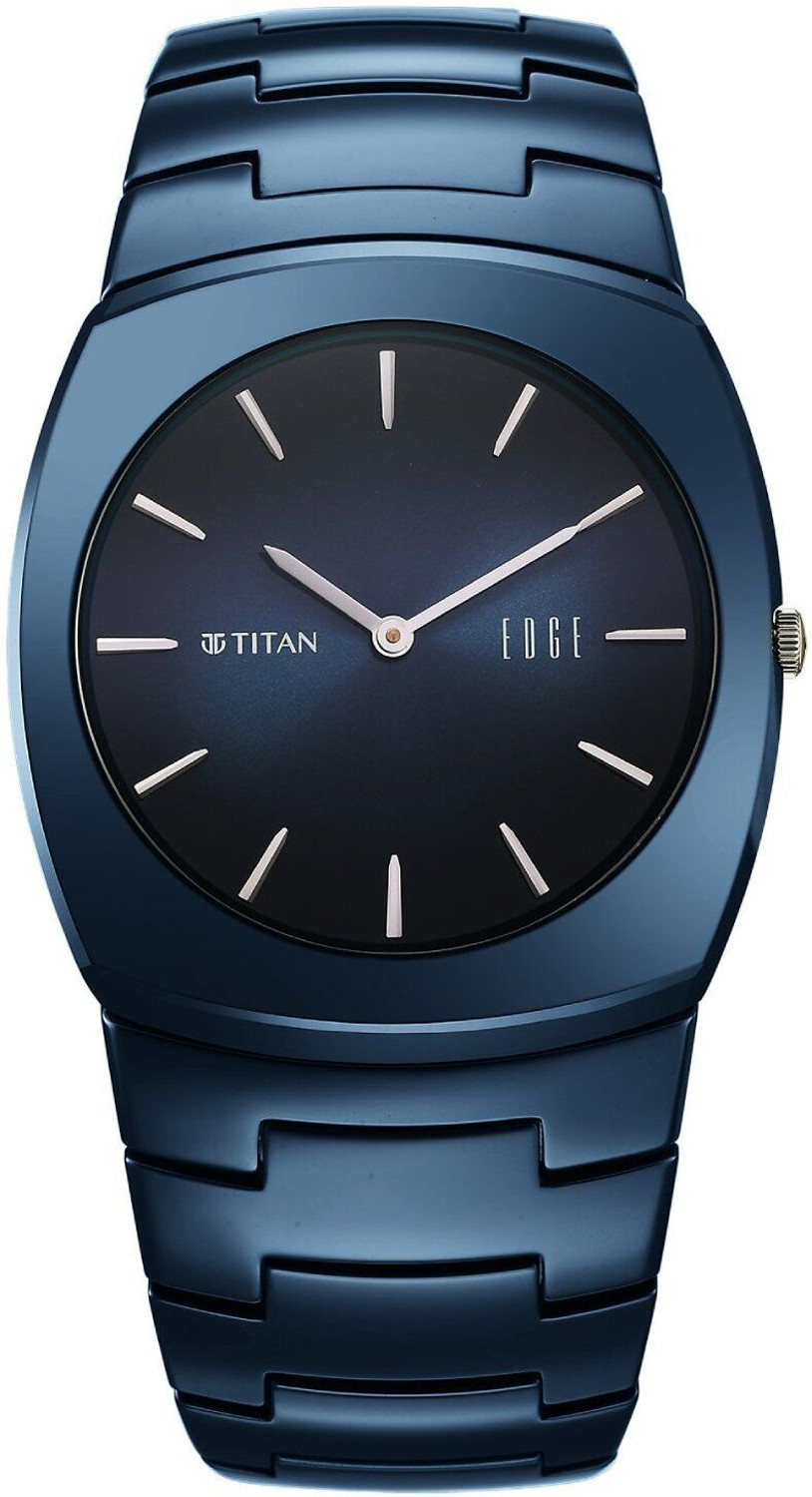 Image of Titan Edge Fumage Edge Fumage Blue Dial Blue Ceramic Strap Analog Watch - For Men