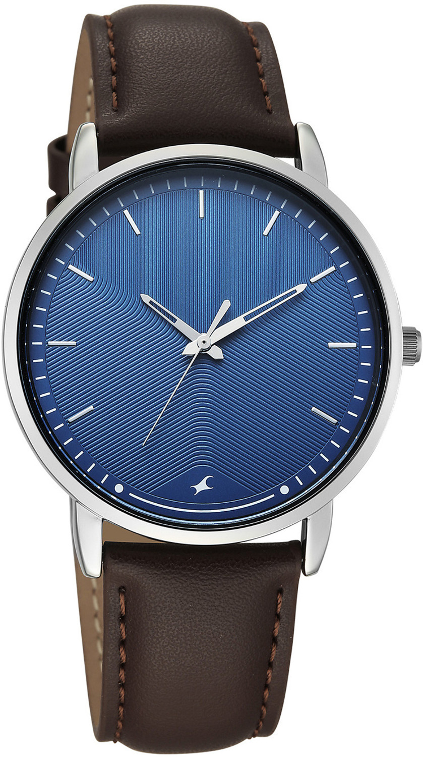 Image of Fastrack Stunners X Fastrack Stunners X Quartz Blue Dial Brown Leather Strap Analog Watch - For Men