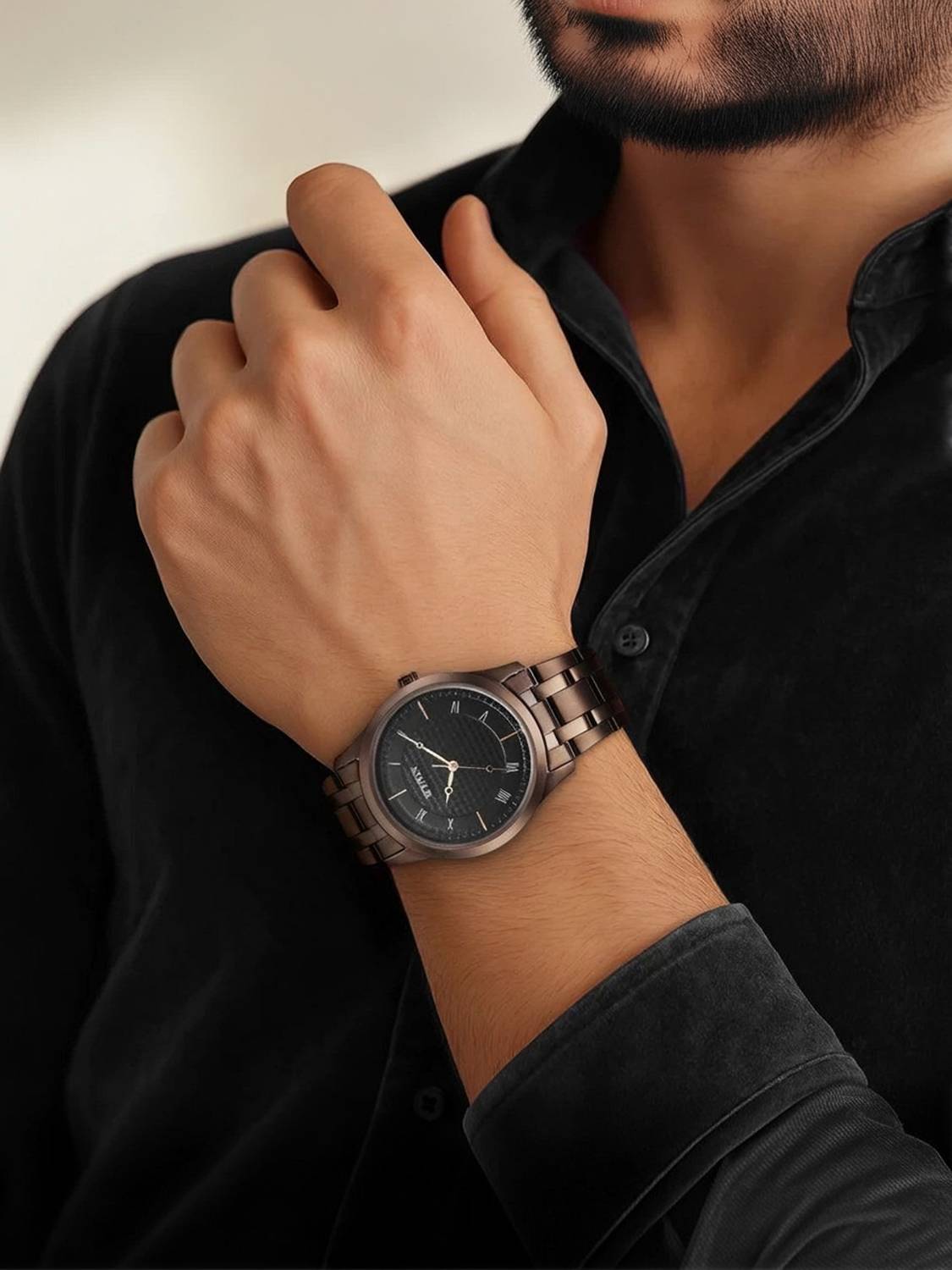 Titan Karishma Black Dial Brown Stainless Steel Watch - Image 3