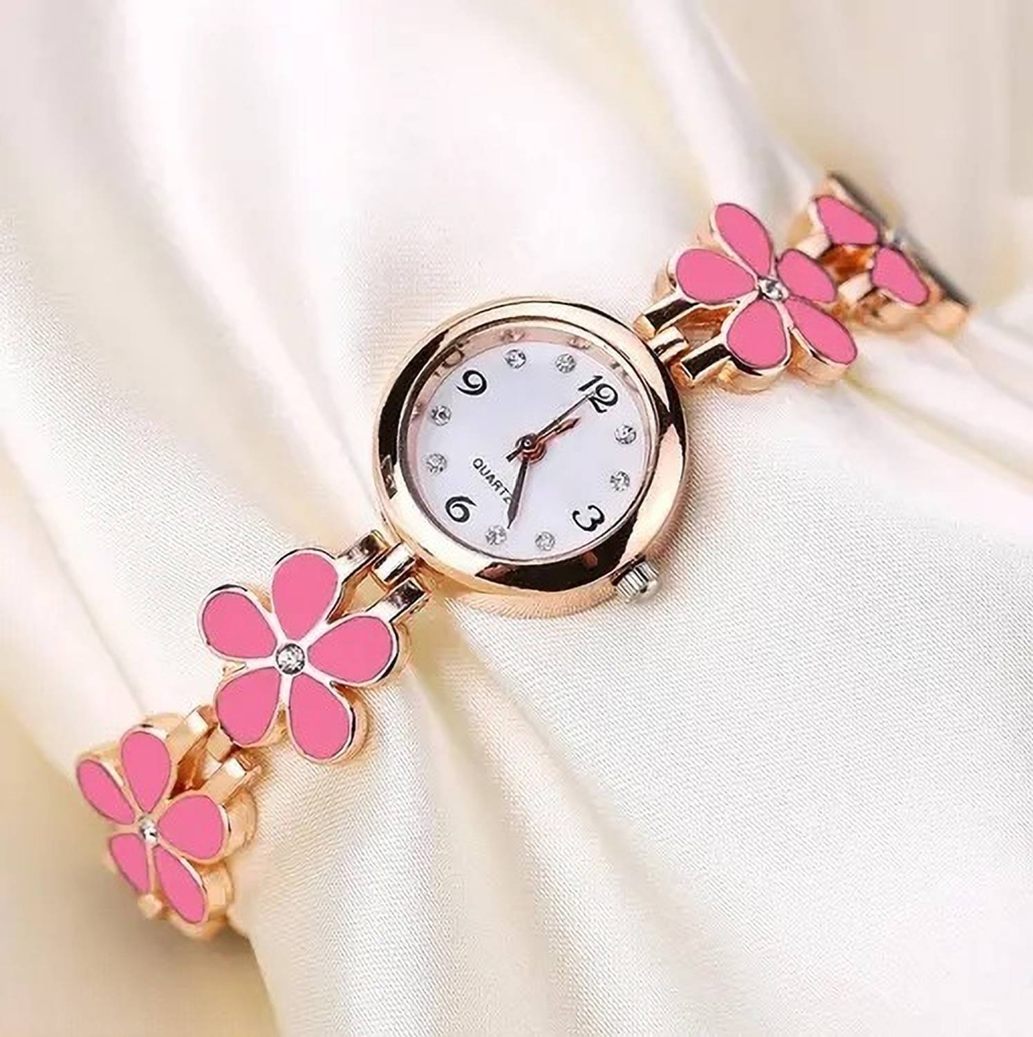 frozil Analog Color Pink Flowered Dial Watch Womens and Analog