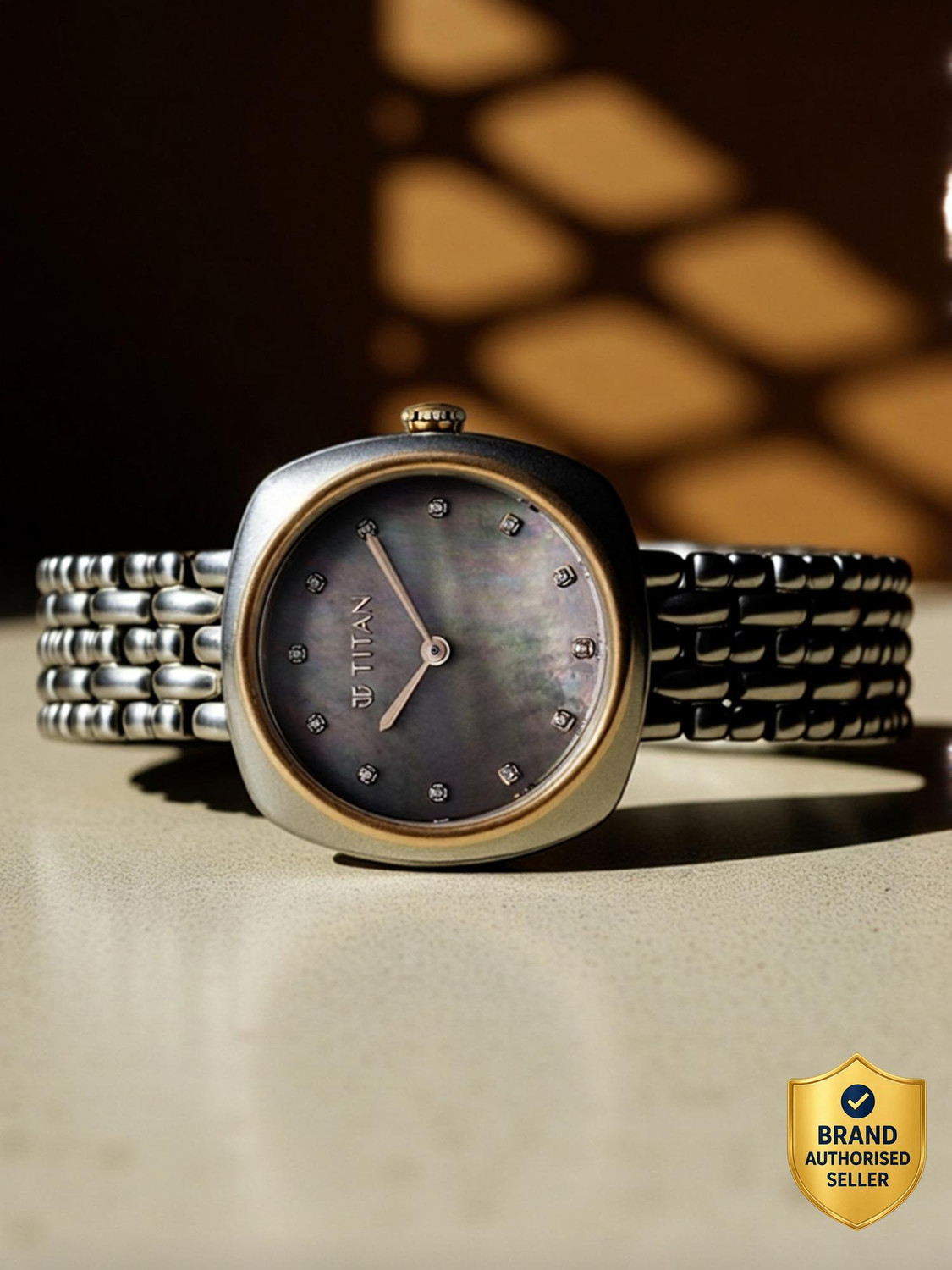 Image of Titan Titan Aura Grey MOP Dial Grey Stainless Steel Strap Analog Watch - For Women