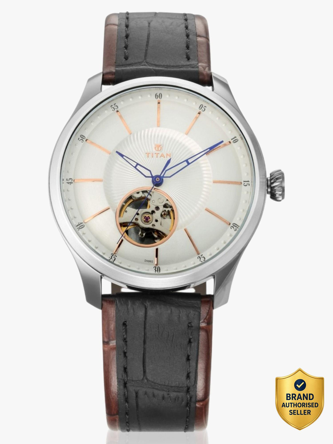 Image of Titan Nq1796K L01F - Dh992 - Automatics Titan Magnate Automatic Silver Dial Brown & Black LeatherStrap Analog Watch - For Men