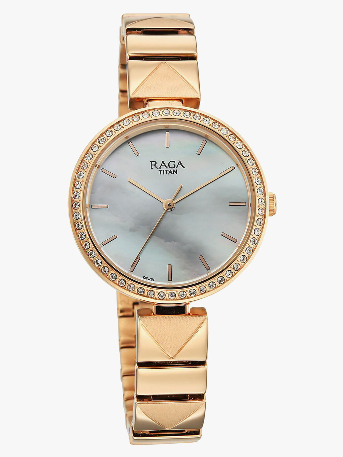 Image of Titan Raga Allure Raga Allure Quartz White MOP Dial Rose Gold Brass Solid Link Strap Analog Watch - For Women