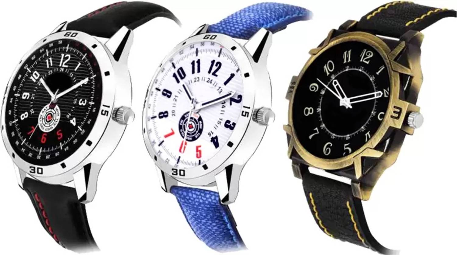 ABREXO Abx8010-Combo Watch Trending Stylish Synthetic Strap Combo