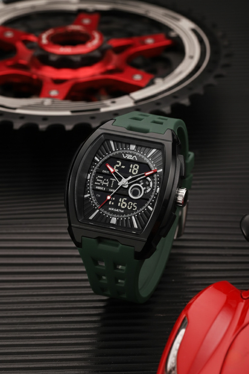 Image of V2A V2A Impact 50mm Analog Digital Watch for Men | Tonneau Sports Case Design Analog-Digital Watch - For Men