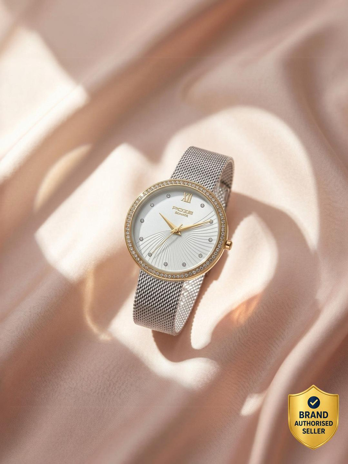Image of SONATA Poze Drop 9.1 Poze 9 Quartz White Dial IPG Strap Analog Watch - For Women