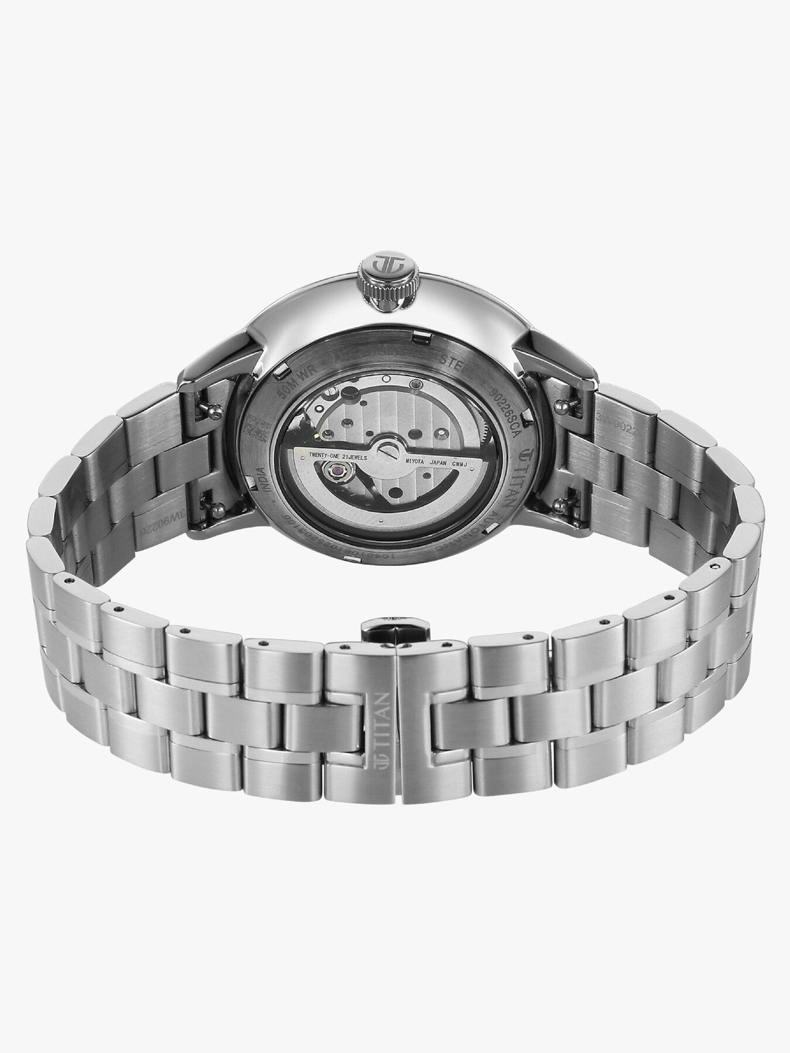 Image of Titan Orbital Open Heart Automatic Orbital Open Heart Automatic with Black Dial Silver SS Strap Analog Watch - For Men