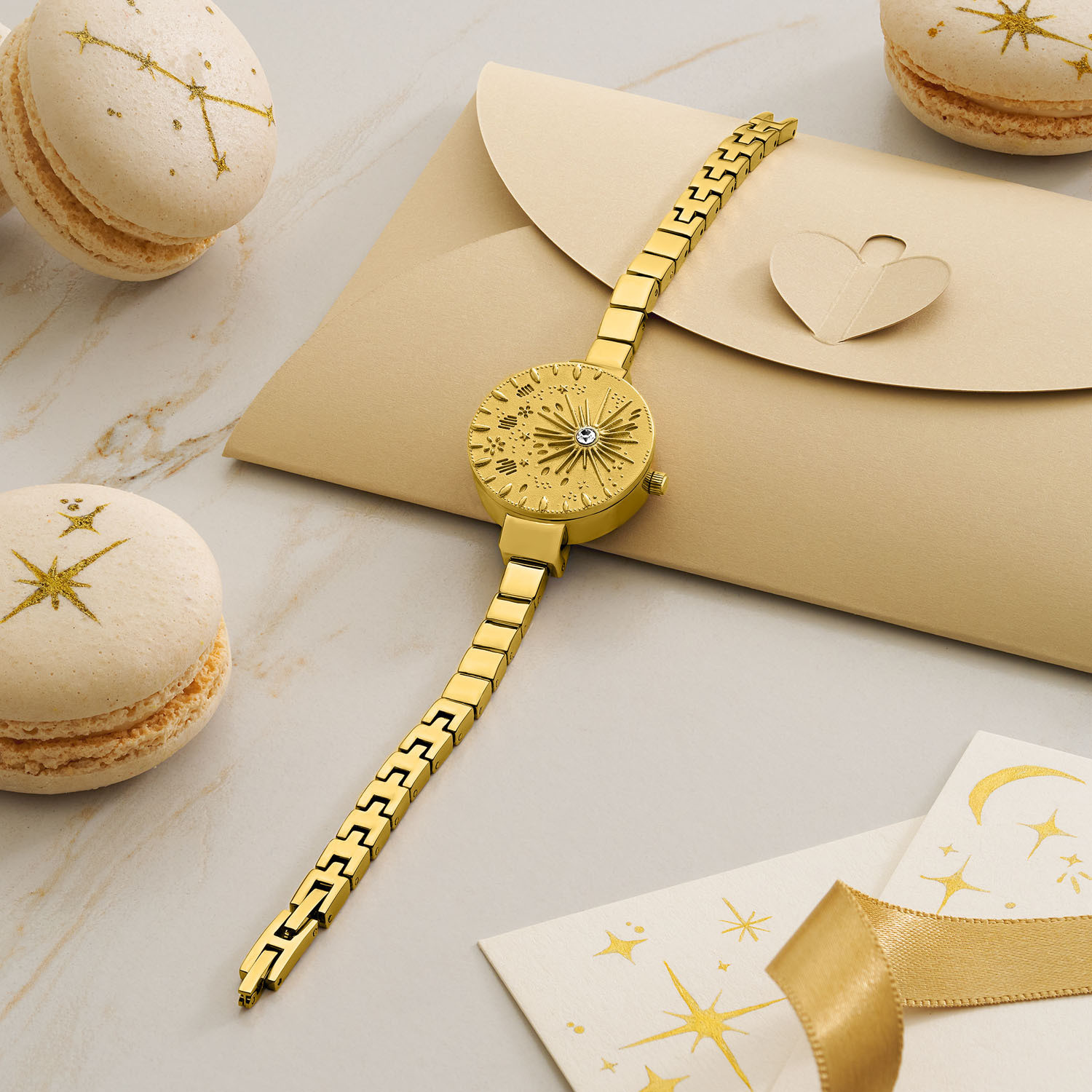 Image of SONATA Poze Drop 9.2 Poze 9 Quartz Gold Dial IPG Alloy Strap Analog Watch - For Women